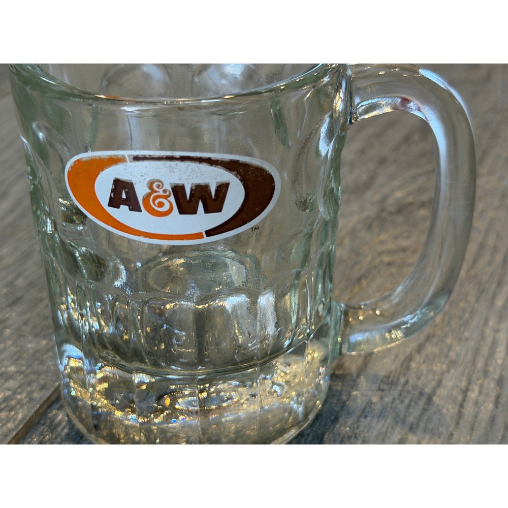 A&W Mini Glass Mug 3.25" Clear Vintage Soda Advertising Root Beer bar 70s Retro